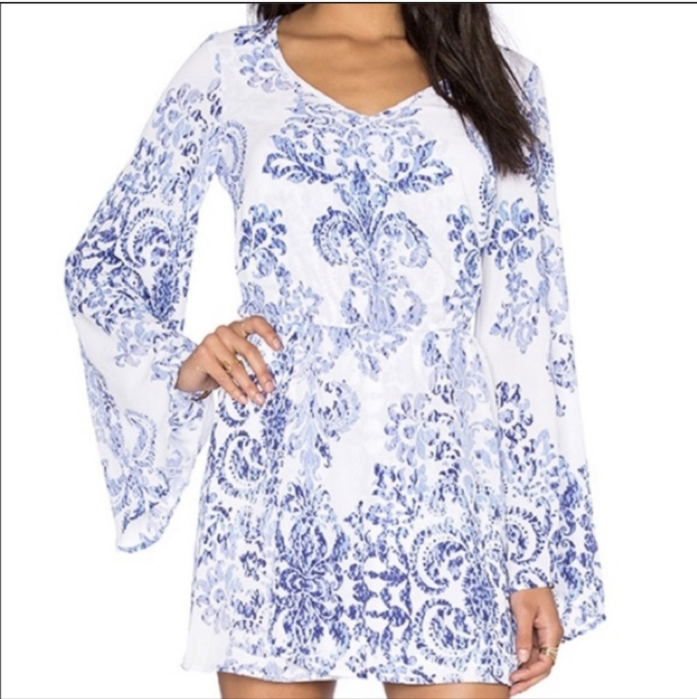 Show Me Your Mumu EUC Runaway Mini Dress Blue White Paisley Medium